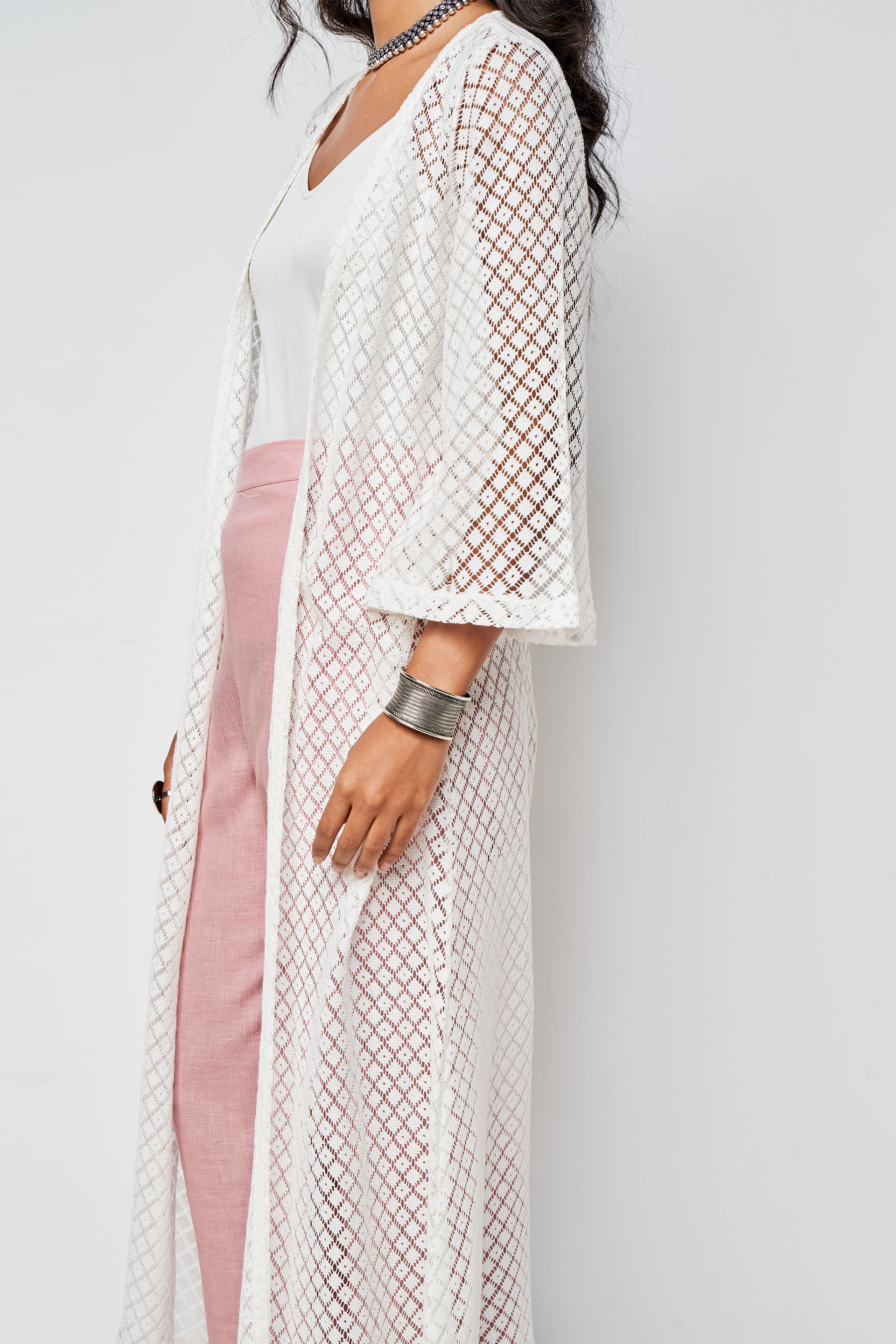 White Tie-Up Cape, Off White, image 4